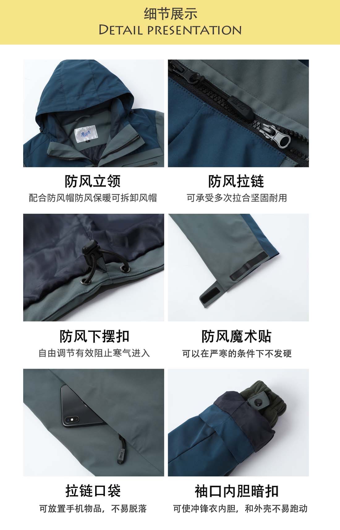 藏青拼绿色冲锋衣CFY1902-14(图5)