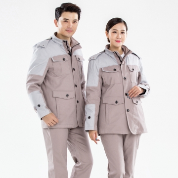 驼色拼浅灰冬季工作服MF20-1