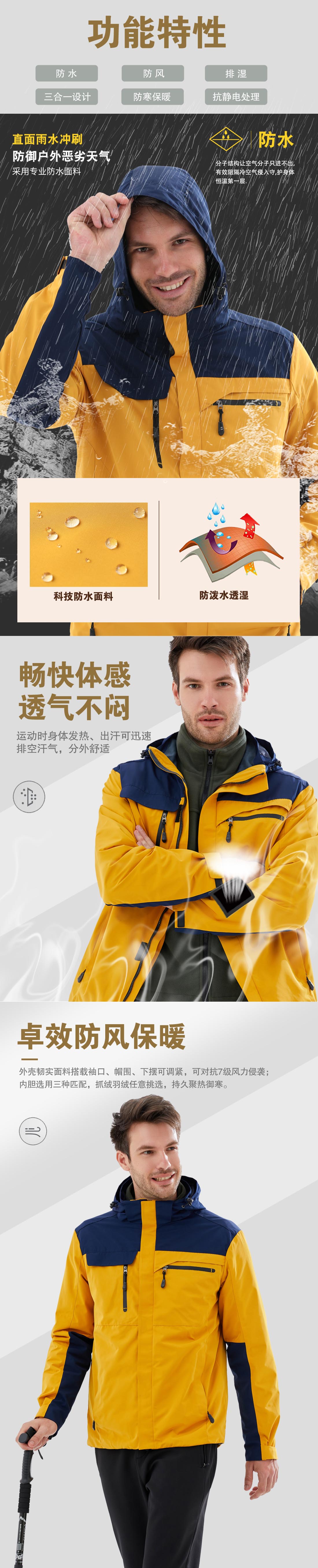 5-21031910202L41.jpg 黄拼色冲锋衣CF1902-2(图2)